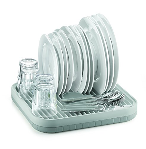 égouttoir plastique noir Flip de Joseph Joseph au design épuré compatible avec un lavage au lave-vaisselle avec gouttière d'écoulement des eaux de vaisselle
