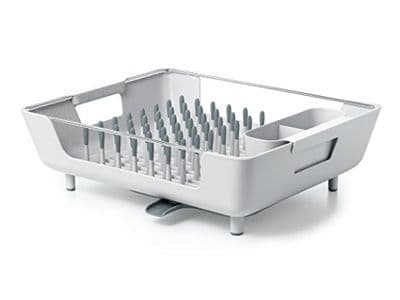 Égouttoir à vaisselle en plastique Oxo good, gris clair compact et durable, format bac avec picots
