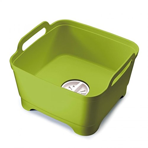 Égouttoir casier Umbra en plastique durable vert avec poignées et système d’évacuation d’eau