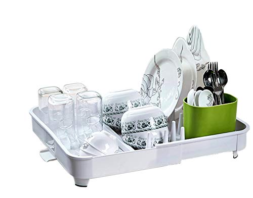 Égouttoir à vaisselle en plastique blanc solide, Improvingss, extensible et vraiment bien conceptualisé.