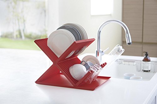 Égouttoir à vaisselle en plastique rouge solide design moderne et épuré Yamazaki
